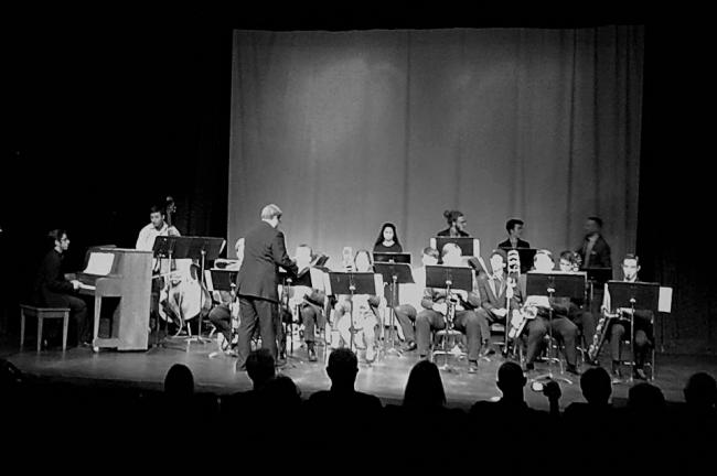 Grayscale Image Of A Jazz Concert