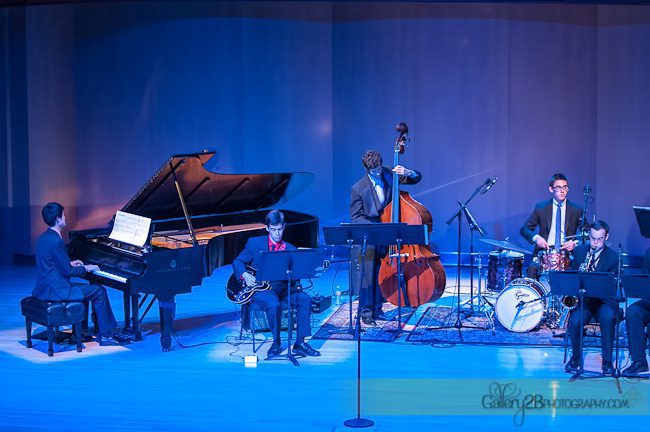 Small Jazz Band On Stage In Blue Lighting
